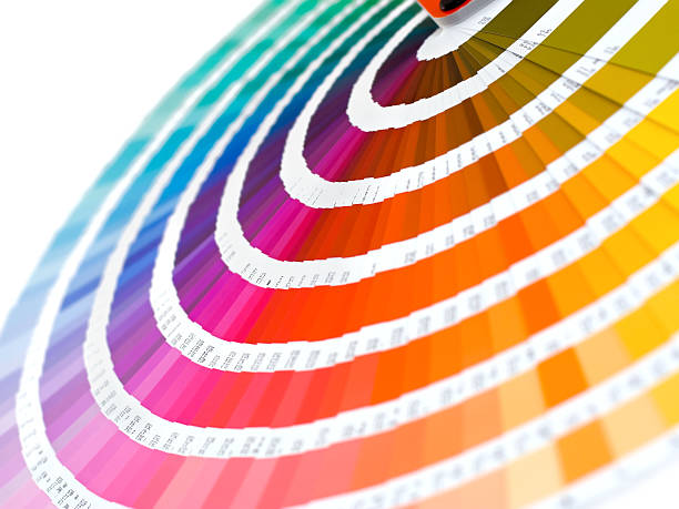 Group of color card spread out into rainbow the color card pantone close-up colouring stock pictures, royalty-free photos & images