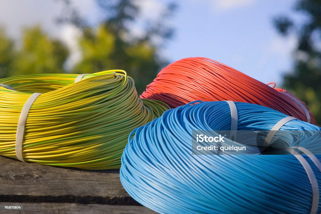 the skeins of cable  Blue Stock Photo