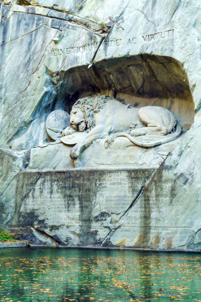 istock Famous Lion Monument (1820) by Bertel Thorvaldsen, Lucerne, Switzerland 958118536