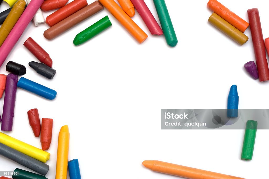 Cera crayons Aislado en blanco - Foto de stock de Lápiz de color libre de derechos