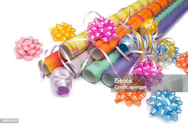 Its Time To Gift Packing Stock Photo - Download Image Now - Rolled Up, Wrapping Paper, Ribbon - Sewing Item