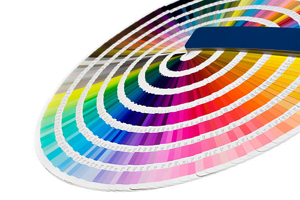 istock Angled view of paint strips arranged in a color wheel  95812347