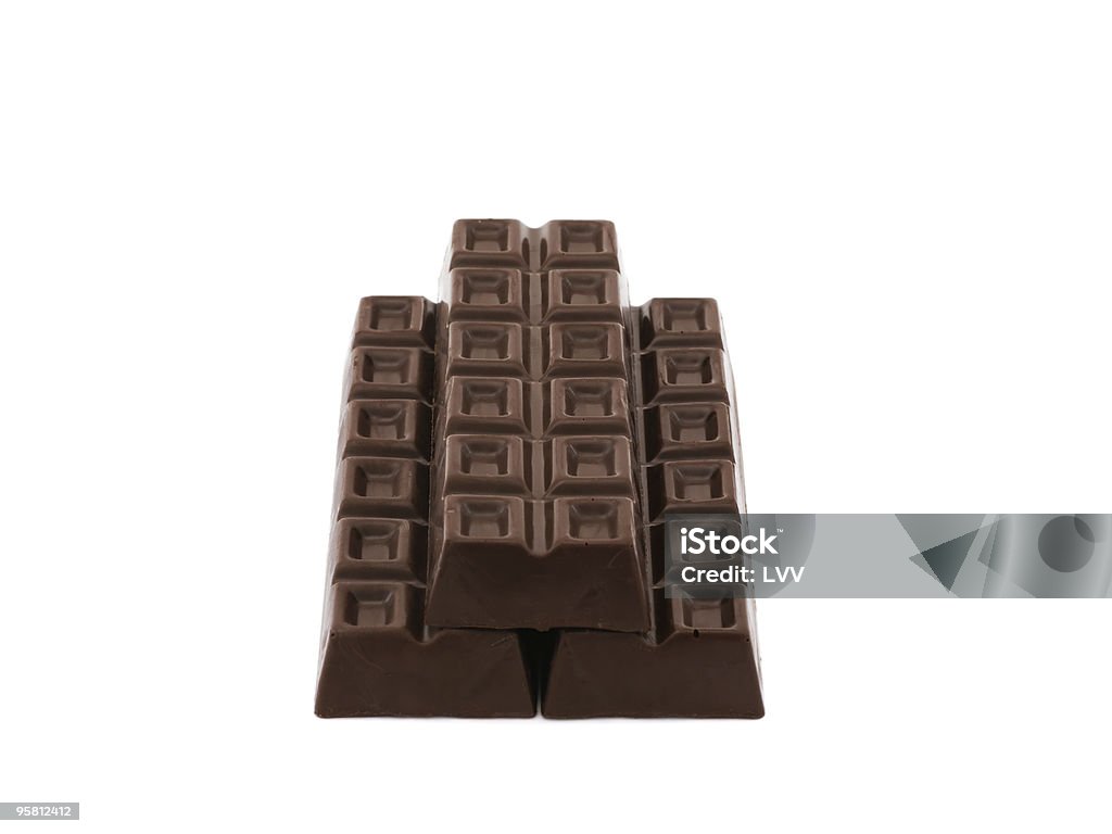 Barre di cioccolato fondente isolato su bianco - Foto stock royalty-free di Bianco