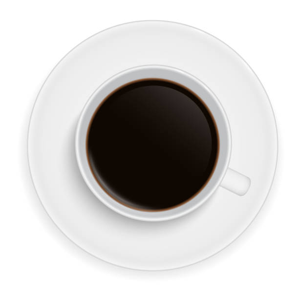 istock Realistic illustration of a white porcelain cup of coffee - vector, isolated on white background 958130702