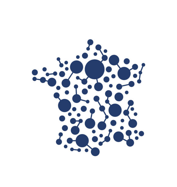 франция абстрактная карта круги подключенный вектор графический - france stock illustrations