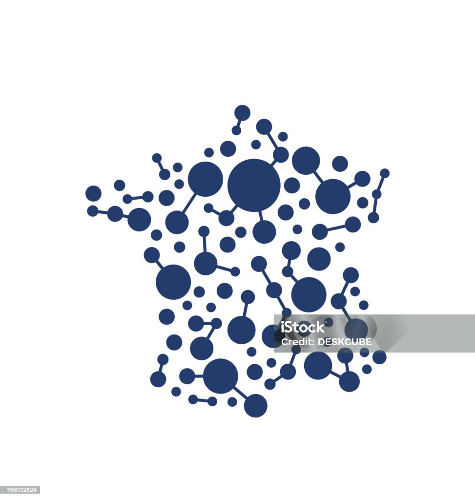 France Abstract Map Circles Connected Vector Graphic France Abstract Map Style for Business France stock vector