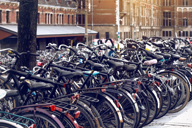 istock bicycle parking in amsterdam, netherlands 958135618