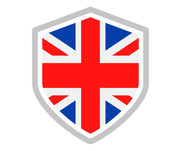 ilustraciones, imágenes clip art, dibujos animados e iconos de stock de reino unido - escudo bandera vector icono plana - insignia british flag coat of arms uk