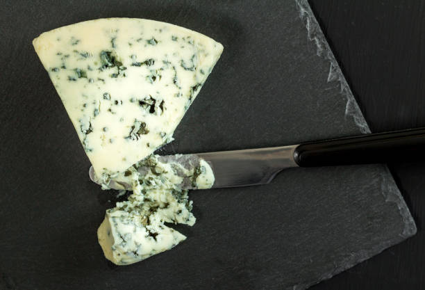 istock Danish blue cheese on slate board - Top view photo 958140630