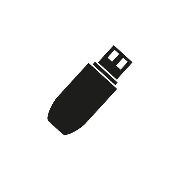 ilustrações de stock, clip art, desenhos animados e ícones de flash drive of black icon - usb flash drive illustrations