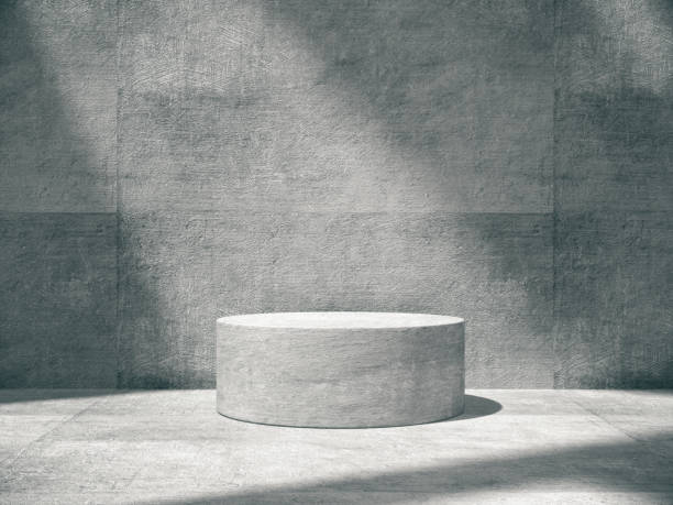 istock Pedestal for display,Platform for design,Blank product,concrete room. 958151250