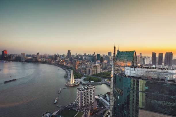 istock shanghai skyline with huangpu river at sunset hour 958159138
