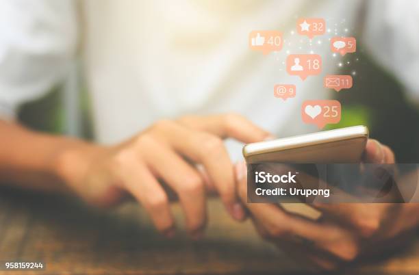 Social Media Concept Stock Photo - Download Image Now - Social Media, Mobile Phone, Portable Information Device