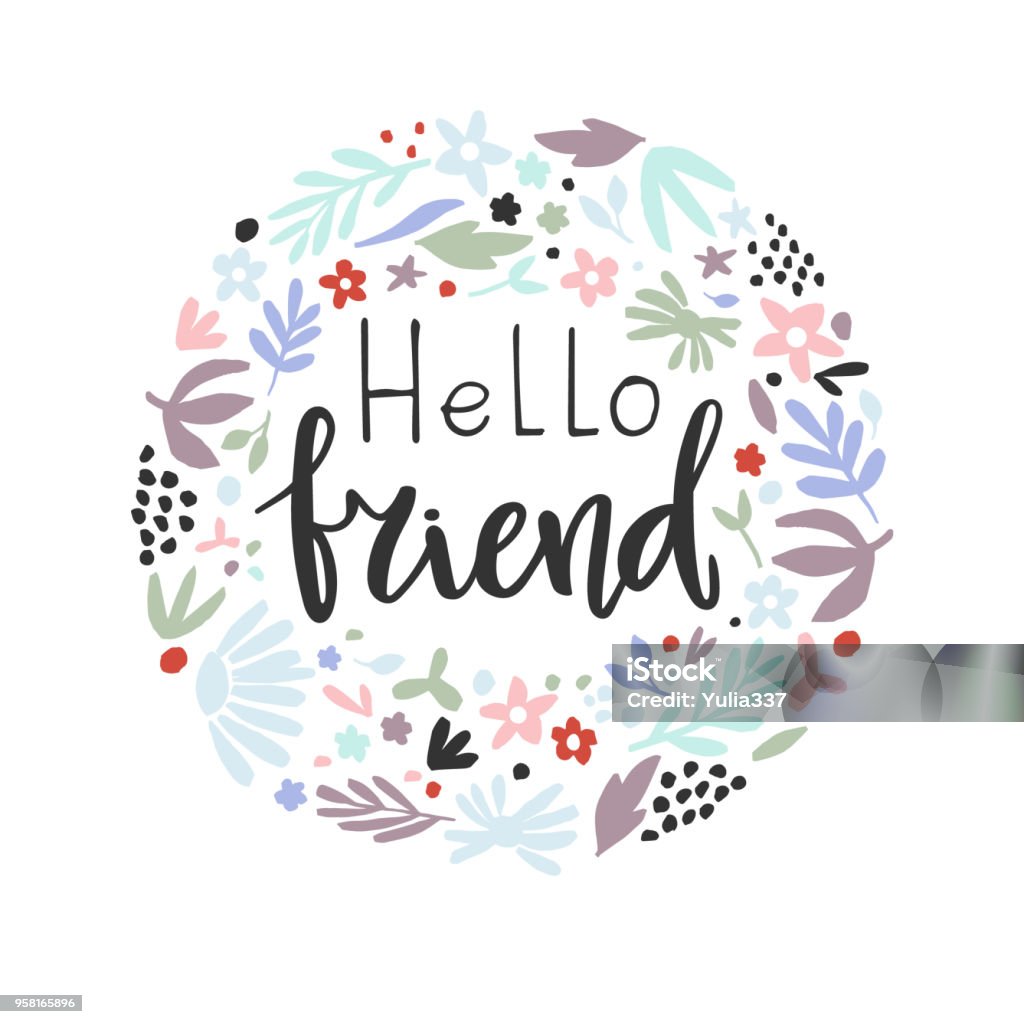Handdrawn Phrase Hello Friend Stock Illustration - Download Image ...