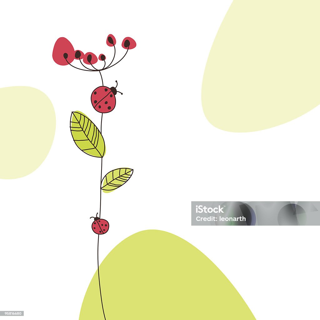 Ladybugs na kwiat - Grafika wektorowa royalty-free (Bez ludzi)