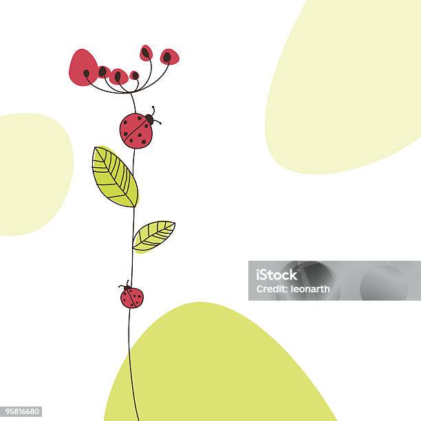 Ladybugs Na Kwiat - Stockowe grafiki wektorowe i więcej obrazów Bez ludzi - Bez ludzi, Biedronka, Czerwony
