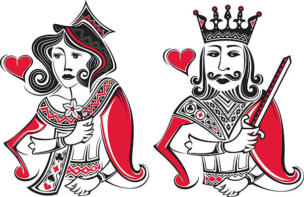 poker card king and gueen vector art illustration