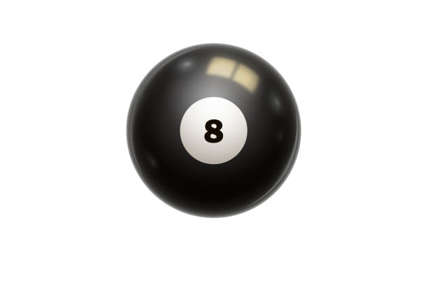 istock Billiards, black ball with number 8, isolated on white background. Snooker. Illustration 958180764