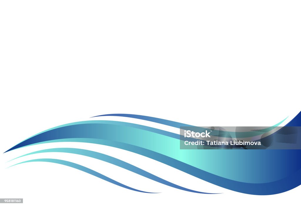Niebieska fala wodna, abstrakcyjna ilustracja wektorowa. - Grafika wektorowa royalty-free (Fala - Woda)