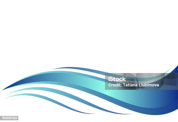 Blue Water Wave Abstract Vector Illustration Stock Illustration - Download Image Now - Wave - Water, Wave Pattern, Curve