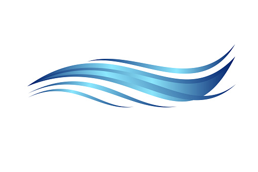 Abstract water wave, vector illustration of blue waves on white background for logo, website, brochure and print template design.