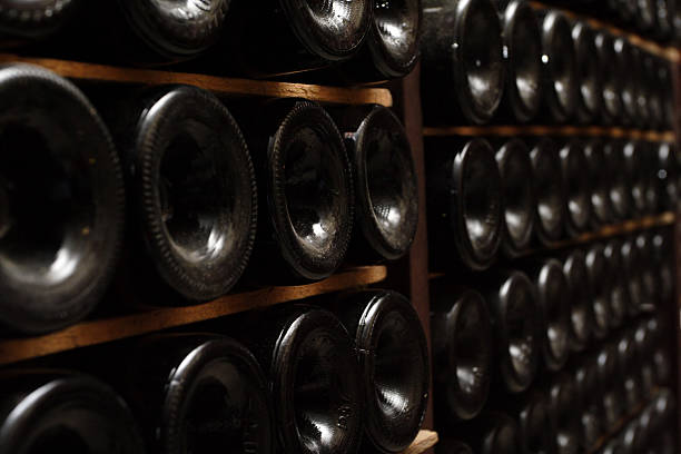 istock Bottles stocked up on the shelf in the cellar 95818718