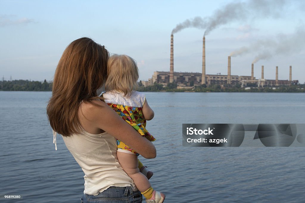 looking at the chimney-stalks  Air Pollution Stock Photo