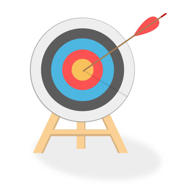 ilustrações, clipart, desenhos animados e ícones de alvo de golpes de seta. conceito de negócio. - bulls eye arrow archery accuracy