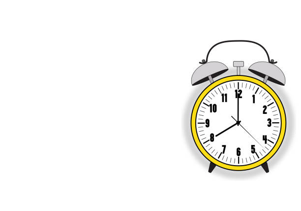 istock Yellow color vintage alarm clock, wake up time, isolated on white background 958195990
