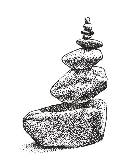 ilustrações de stock, clip art, desenhos animados e ícones de rock cairn from the eagle river in avon, colorado. - cairn stacking stone rock