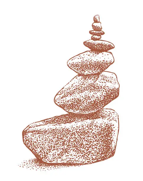 Vector illustration of Rock cairn from the Eagle River in Avon, Colorado.