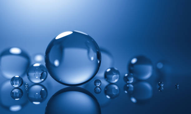 abstract glass spheres or plastic ball - blue background - 3d illustration rendering