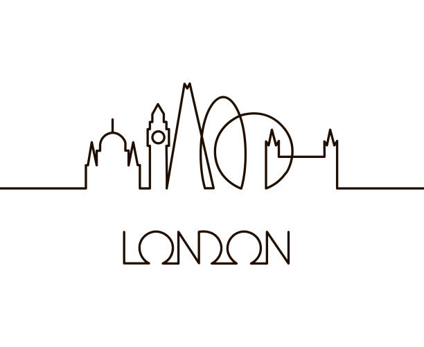 linear illustration of London city abstract linear illustration of London city on white background london skyline stock illustrations