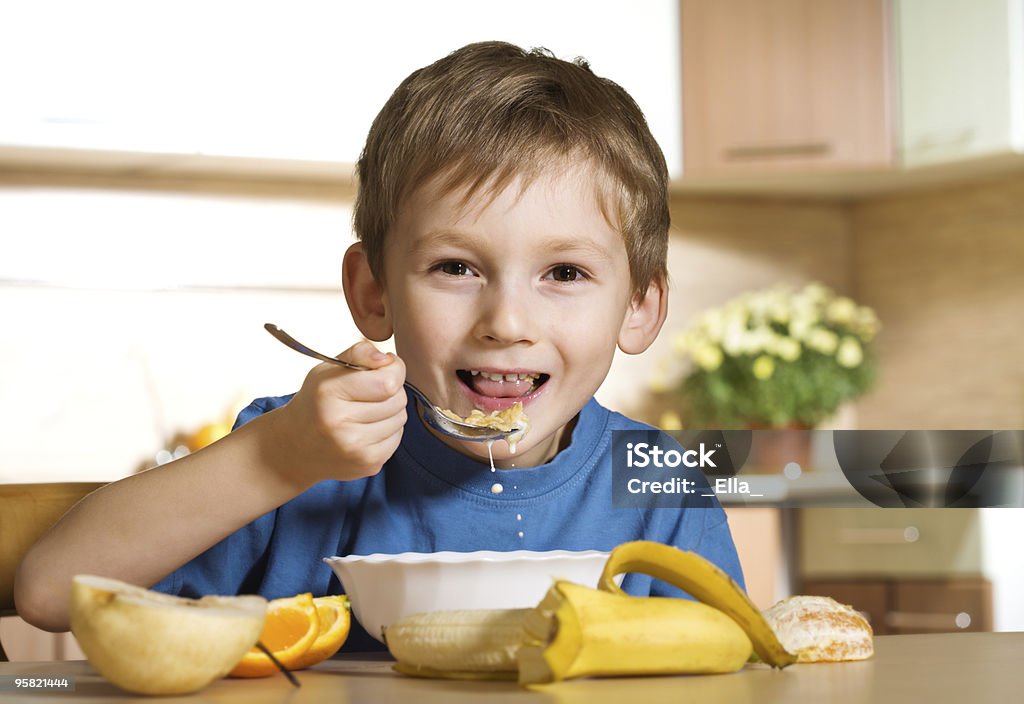 Sunny cheerful breakfast  Child Stock Photo