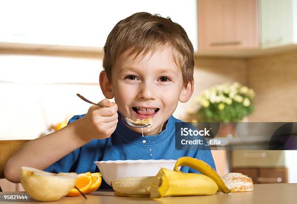 Sunny Cheerful Breakfast Stock Photo - Download Image Now - Child, Eating, Breakfast