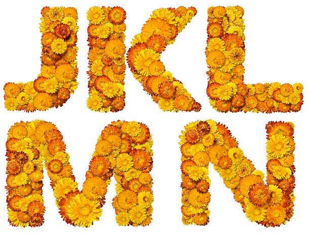 istock Five letters from the alphabet made in yellow flowers 95821485