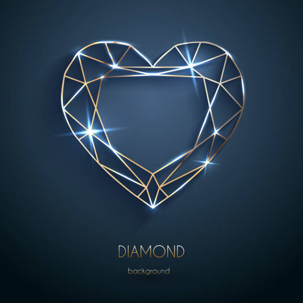 黄金のハート型ダイヤモンドの概要 - eps10 ベクトルと抽象的な高級テンプレート - diamond shaped点のイラスト素材／クリップアート素材／マンガ素材／アイコン素材