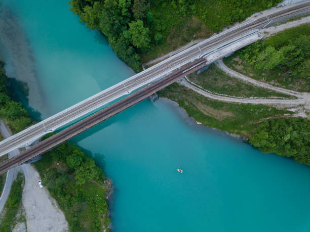 istock Railway bridge crossing the dammed Steyr river, Austria 958225178