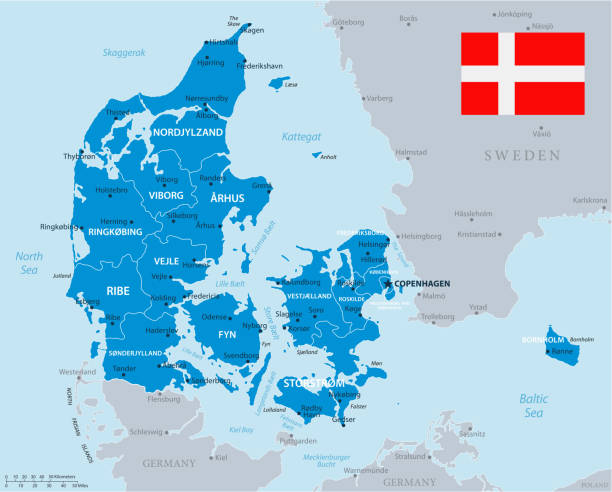 ilustraciones, imágenes clip art, dibujos animados e iconos de stock de 33 - dinamarca - azul gris 10 - denmark map copenhagen cartography