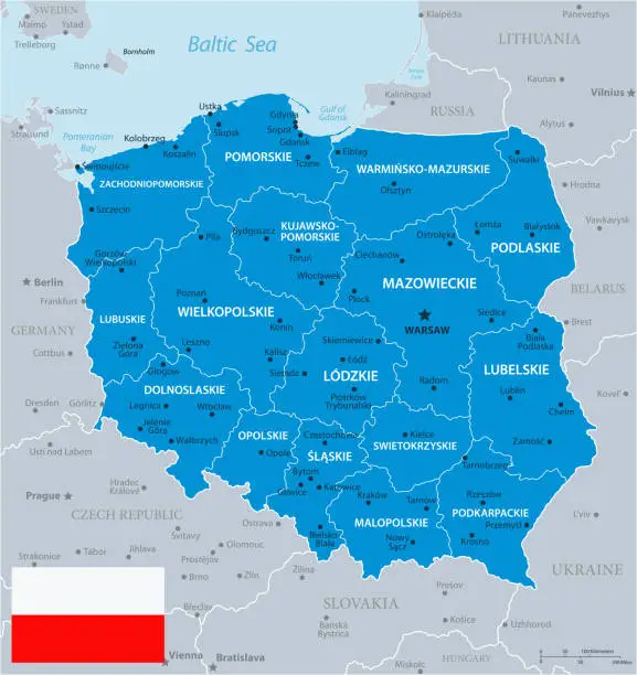 Vector illustration of 33 - Poland - Blue Gray 10