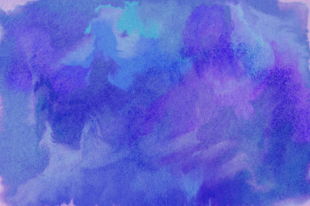 istock Wet watercolor Background Texture - Blue and aqua, teal 958228916