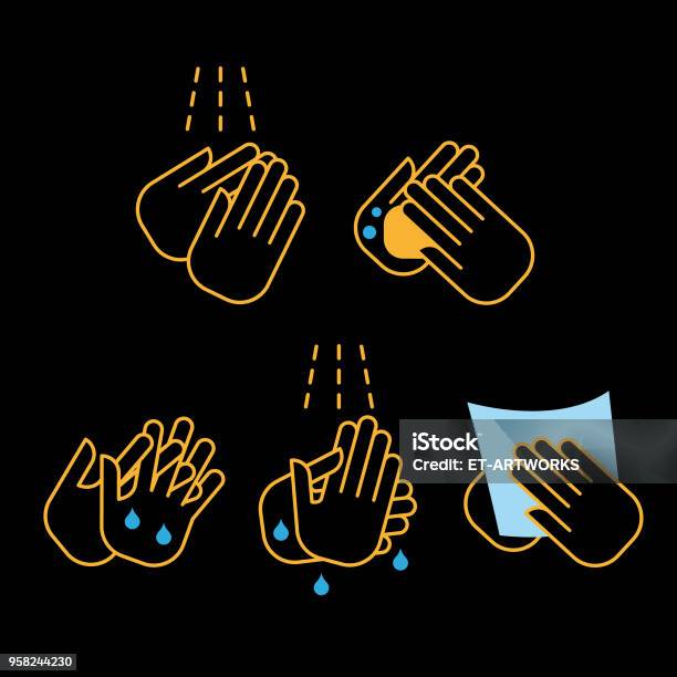 Vector Wash Hand Icon Stock Illustration - Download Image Now - Hand, Hygiene, Black Color