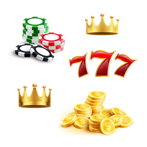 illustrazioni stock, clip art, cartoni animati e icone di tendenza di icona del casinò di chip da gioco, moneta e triple seven - cards poker gambling chip dice