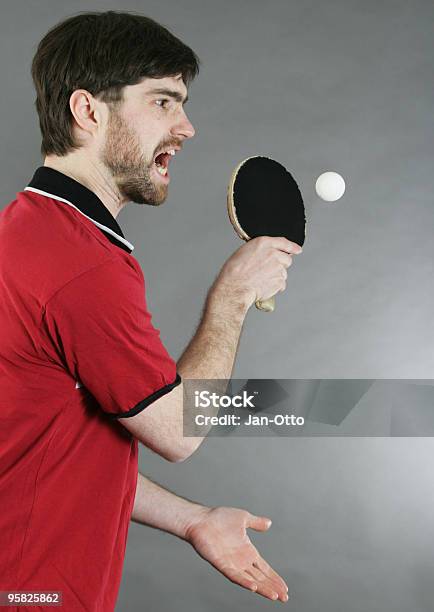 Rufen Table Tennis Player Stockfoto und mehr Bilder von Tischtennis - Tischtennis, Aggression, Aktivitäten und Sport