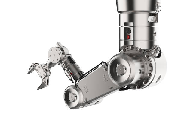 mano robótica de brazo o robot - metallic engine rendered machine fotografías e imágenes de stock
