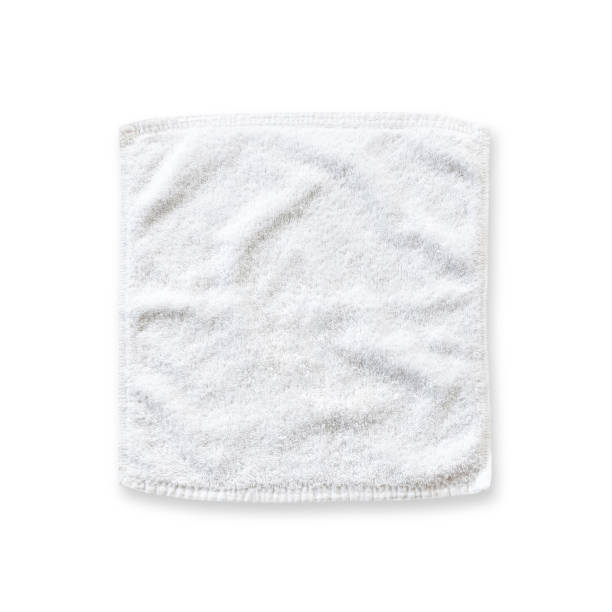 istock White cotton towel mock up template square size fabric wiper isolated on white background with clipping path, flat lay top view 958260802