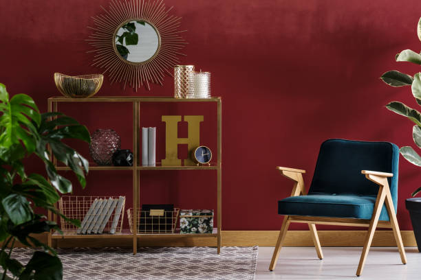 istock Red elegant livng room interior 958261118