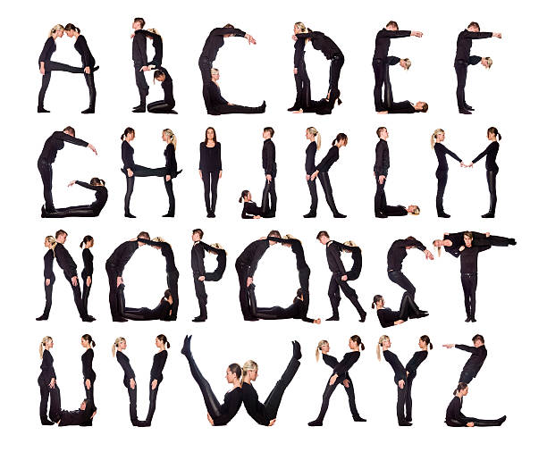 The Alphabet formed by humans stock photo