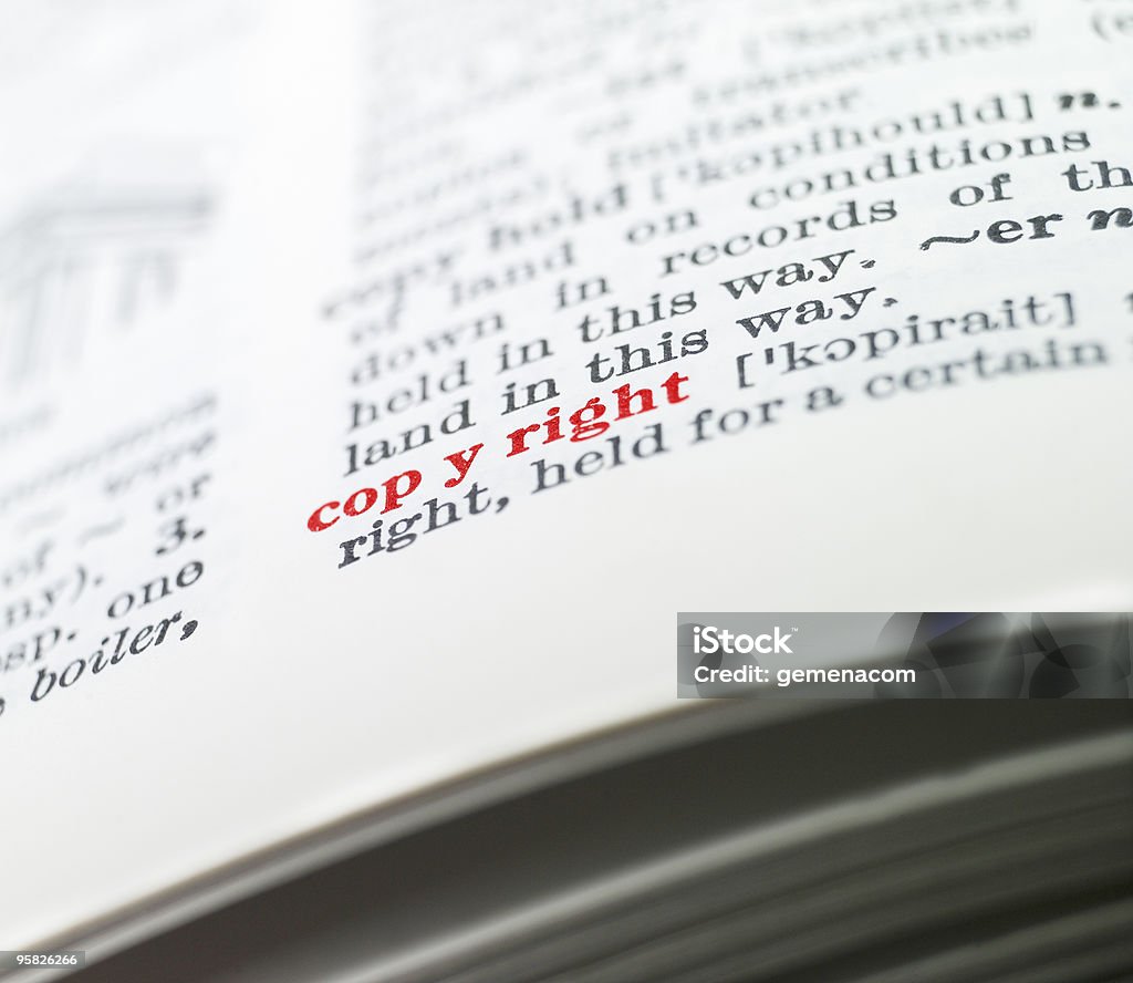 Copyright colorida em um dicionário - Foto de stock de Aprender royalty-free