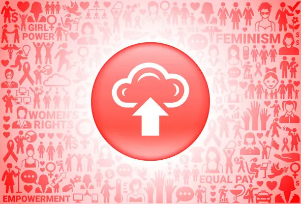 Vector illustration of Upload Cloud  Girl Power Women's Rights Background